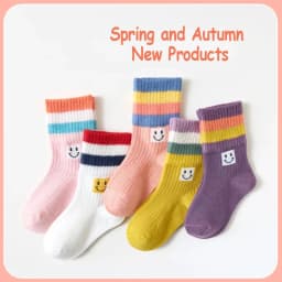 Girls Mid-Calf Socks 1-14 Years Quick-Dry Polyester High Elasticity Anti-Wrinkle Athletic Non-Slip 5Pairs
