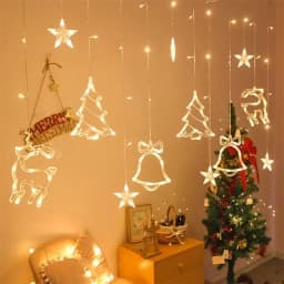 Christmas Fairy Curtain String Lights 3.4M LED Star Deer 220V 110V Garland Festoon for Xmas Tree New Year Navidad Party Decor