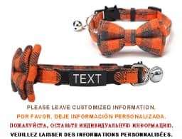 Personalized Cat Collar Name ID Bowknot Safety Breakaway Bow Tie Buckle Plaid Chihuahua Necklace Elastic Adjustable Dog Collar