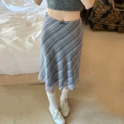 New Chic Plaid High Waist Knee-Length Fish Tail Skirt Color Block Vintage Style Commute Design Half Body Skirts for Women