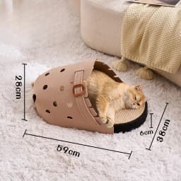 Slipper‑Style Cat Bed Sisal Scratching Pad Cat Beds Semi Enclosed Creative Breathable Kitten Beds Funny Anti Scratch Puppy House