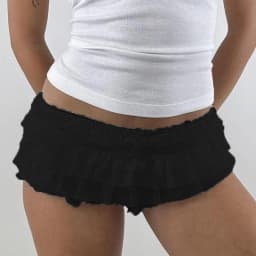 Y2k Cutest Ruffles Mesh Layers Bloomers Frilly Pants Fairy Tiered Lace Micro Shorts Bow Waistband Booty Shorts Women Streetwear