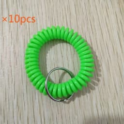 10pcs Lucky Line 2” Spiral Wrist Coil with Steel Key Ring, Multi-Color Flexible Wrist Band Key Chain Bracelet, Stretches to 12”,