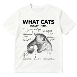 Funny What Cat Really Think T-shirt Physics Quantum Mechanics Print T-shirts Cotton Casual Oversized Short Sleeve T Shirts Tops