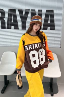 2026 Autumn Multicolour Patchwork Oversized Pullover Sweatershirts Woman Casual Loose Pentagram O Neck Long Sleeve Outwears