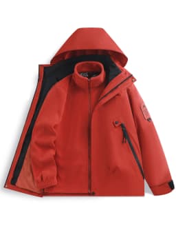 Men's 3-in-1 Jacket with Removable Fleece Liner, Waterproof Windproof Coat for Hiking, Camping, Travel and Daily Outdoor Use