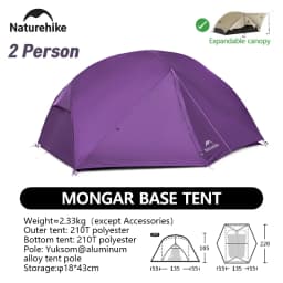 Naturehike Mongar 1 2 3 Base/UL/PRO Camping Tent Ultralight Outdoor Waterproof Hiking Tent 1 2 3 Person Backpacking Tent
