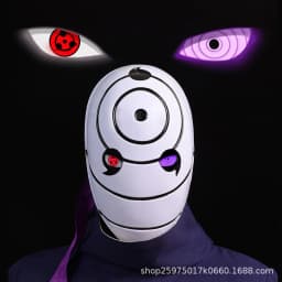 Naruto Anime Helmet mask eyes shining Cosplay Uchiha Obito Shine Mask Akatsuki Sharingan Cartoon Shine Highly Imitative toy Mask