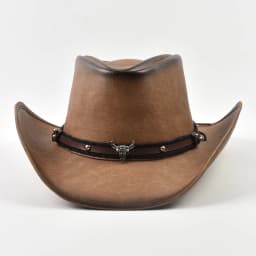 100% Leather Western Cowboy Hat Men Wide Brim Gentleman Church Jazz Cap Cowgirl Hats Sombrero Hombre