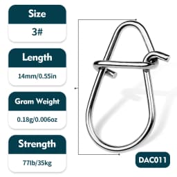 PROBEROS 200pcs Fishing Snap Lure 00#-4# Connector Fishing Clip Carabiner Snap Quick Change Snap Terminal Stainless Steel Tackle