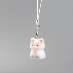 Cute Plush Flocked 3D Resin Cat Keychain Bag Accessory Phone Strap Gift