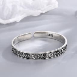Retro Personality Star Moon And Flower 925 Sterling Silver Fashionable Ins Style Opening Bracelets SL103