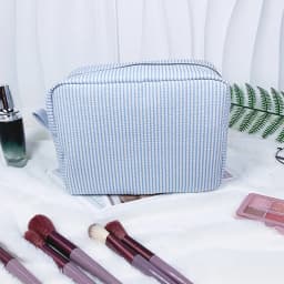 Personalized Striped Makeup Bag Custom Name Embroidery Cosmetic Pouch Travel Toiletry Organizer Gift for Women Girls Bridesmaid