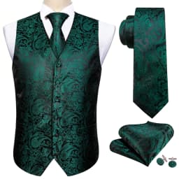 30 Colors Designer Green Vest for Men Clover Paisley Plaid V Neck Waistcoat Tie Set Wedding St.Patrick's Day