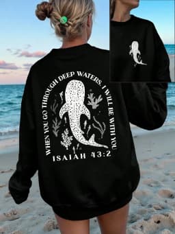 Interesting Ocean Whale Deep Water Print Womens Sweatshirt O-Neck Casual Pullover Soft Autumn Streetwear Loose Y2K Clothes