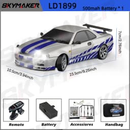 1/18 GTR R34 RWD RC Drift Car LDRC LD1899 2.4G ESP Gyro Alloy Metal Body LED Simulation Headlight Hobby RTR Racing RC Car Toy