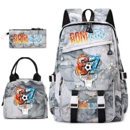 Cr7 Ronaldo 67 Print Student Backpack Set with Lunch Bag Pencil Case Teen Girls School Travel Daypack