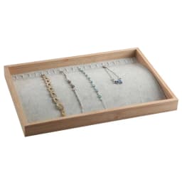 Wood Jewelry Display Tray with Storage Box and Racks for Necklaces, Bracelets, and Accessories