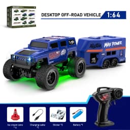 1:64 Remote Control Off-Road Vehicle 2.4G Mini Desktop Remote Control Toy Car-with Tow Box Children's Holiday Gift