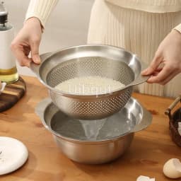Vegetable washing basin Basket rice washing artifact Fruit filter basin Strainer Kitchen items 304 stainless steel drain basket