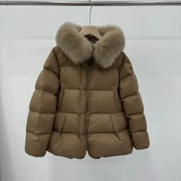 Schinteon Women 100% Real Fox Fur Collar White Duck Down Jacket with Hood Autumn Winter Warm Casual A-lined Warm Outwear Cape