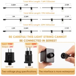 Plastics G40 Outdoor Light Output 24V String Light Waterproof Shatterproof Garland Lights Camping Garden Party Decoration Lights