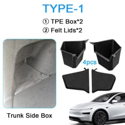 USVOTOV Trunk Organizer for Tesla Model Y Juniper Launch Refresh 2025 Rear Trunk Storage Bins Side Box Organiser TPE Accessories