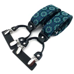 VEEKTIE Brand Suspender For Men 6 Snap Hooks Y-back Adjustable Jacquard Floral Check Shirts Paisley Yellow Blue Vintage Retro