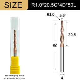 Carbide Spiral Tapered Ball Nose End Mill 6mm Shank 2 Flutes Router Bit Woodworking CNC 2D 3D Carving Bits Wood Milling Cutter