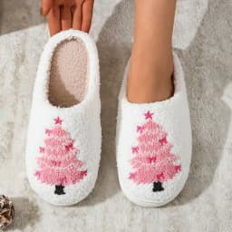Christmas Tree Fluffy Slide Slippers Ladies Soft Plush Winter Home Footwear Party Gift for Girls Holiday Xmas Indoor Women Shoes