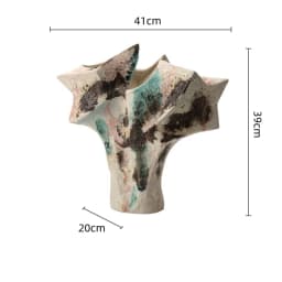 Red Irregular Geometric Vase Abstract Ceramic Handicraft Floral Arrangement Flower Vase Flowerpot Home Decoration Accessories