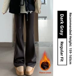 Pink High Waist Fleece Lined Flared Casual Pants Women's Autumn 2026 New Style Sporty Loose Fit Trousers Ladies Premium Casua...