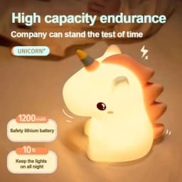 GGbingo Unicorn Silicone USB LED Night Light Cute Baby Bedroom Nursery Decor for Home Bathroom Easter Christmas Birthday Dorm