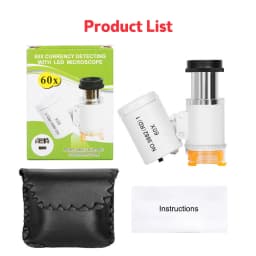 Mini Pocket Microscope Kit 60x Lab Handheld Microscope Battery Powered Microscope with LED Light Kids Science Microscop