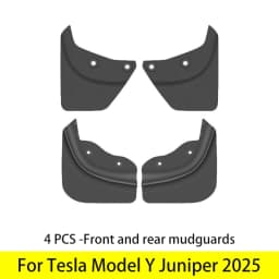 Lcars Vehicle-Specific Mudguards, Abs Material, 4-Piece No-Drill Mudguards, Compatible with Tesla Model 3 New 2024 / Y Old Model 2021-2024 / New Y 2025 / Extended Yl, All-Weather Protection Against Mud, Includes Pry Bar Clips