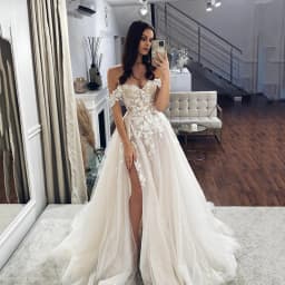 LORIE Lace Wedding Dresses 2022 Off The Shoulder Sweetheart Neck Bridal Gowns Side Split Appliques CountryWeddingGown Customized