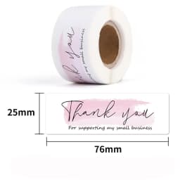 120pcs Rectangle Thank You For Your Order Sticker for packaging Stationary Stickers Roll Black Pink Transparent Thank you labels