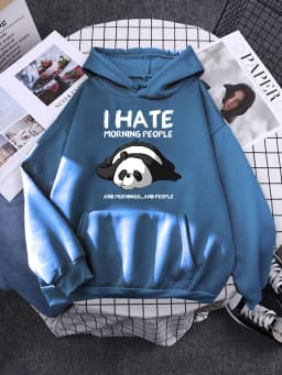Cute Panda Sleeps Print New Women'S Sweatshirt Warm Vintage Pullover For Woman Fashion Korean Round Neck Hoodie Female