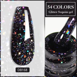 Mtssii Reflective Glitter Gel Pink Sparkling Sequins Gel Nail Polish Soak Off UV Nail Gel Semi-permanent Nail Art Decoration