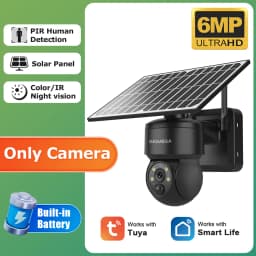 INQMEGA Tuya Smart Life 6MP Solar Camera WiFi PTZ Security CCTV Camera Wireless PIR Human Tracking Color Night Vision IP65