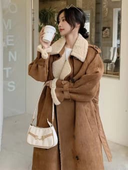 Maillard Mid To Long Knee Length Fur One-Piece Coat For Women In Winter 2026 New Thick Casual Suede Coat Winter Coat Khaki
