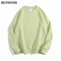 BGTEEVER Casual O-neck Loose Women Pullovers Spring Autumn Long Sleeve Basic Cotton Sweatshirts for Women