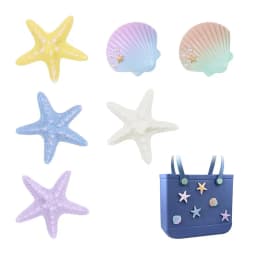 6Pcs DIY Charms for Bag Accessories Handbag Starfish Shell Beach Totes Bags Decoration Waterproof for Bag/Beach Bag