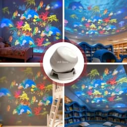 Mini Marine Night Light, 360° Rotating Fish & Bubble Projection, Soothing USB Lamp for Kids' Room, Calming Sleep Companion Gift