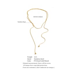 Yhpup 130cm Stainless Steel Chain Stackable Necklace 16K Gold Color PVD Plated Waterproof Distinctive Jewelry