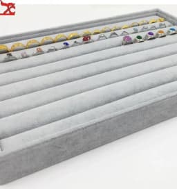 35X24X3Cm Flannel Jewelry Tray 100 Digit Ring Display Storage Jewelry Display Props Ring Trays Dedicated Dustproof Plastic Cover
