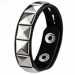 4Pcs Punk Leather Bracelet Set Spiked Studded Chain Rivets Black Cuff Adjustable Gothic Rock Biker Wristband Jewelry Men & Women