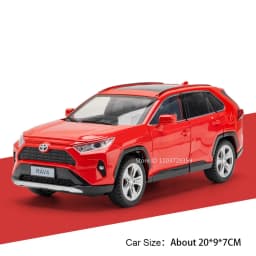 1:24 Scale Highlander RAV4 Toy Model Miniature Cars Alloy Diecast Sound Light Doors Opened Pull Back Shock Absorption Boys Gifts