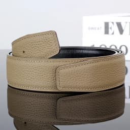 No Buckle Luxury Ultra-thin Pointed New Mens Litchi Grain Holes Belt Brand Male Genuine Two Sides Strap Jeans Belts 3.2/3.8cm