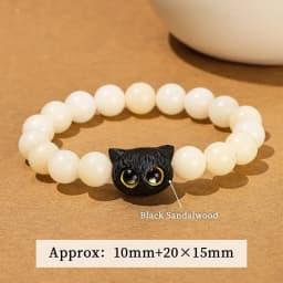 JD Natural Bodhi Root Carved Cat Claw Lucky Cat Cartoon Bracelet Women Weathered Charcoal Burn Small Cute Ethnic Style Jewelry